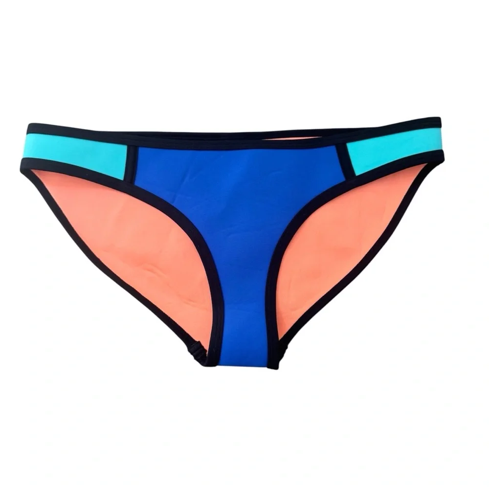 🌊 TRIANGL Neon Colorblock Scuba Bikini Bottoms | Size S - Picture 1 of 4